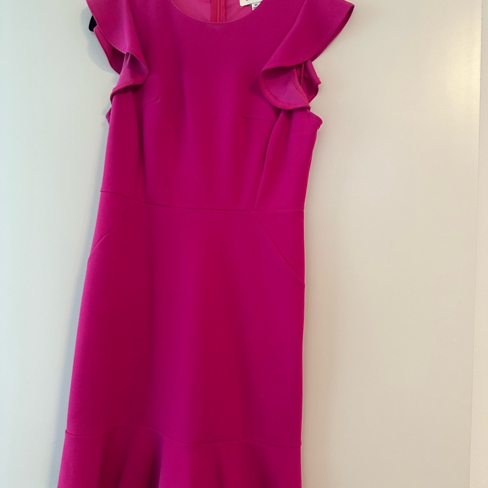 HOT PINK SLEEVELESS RUFFLE DRESS - Picture 2 of 3